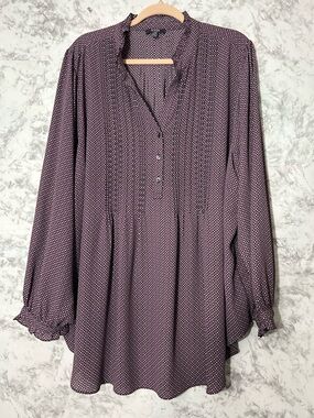 NYDJ Pink and Black Geometric Print Blouse